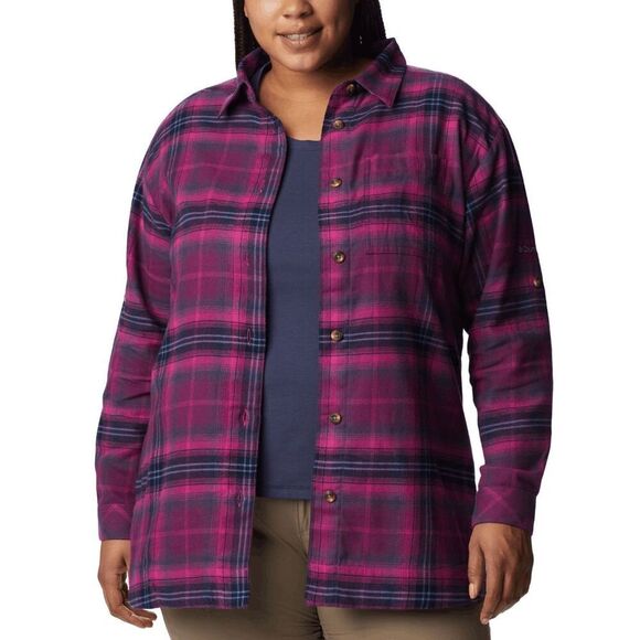 Columbia Plus Size Women's Holly Hideaway Flannel Shirt - Wild Fuchsia 3X - Picture 1 of 4
